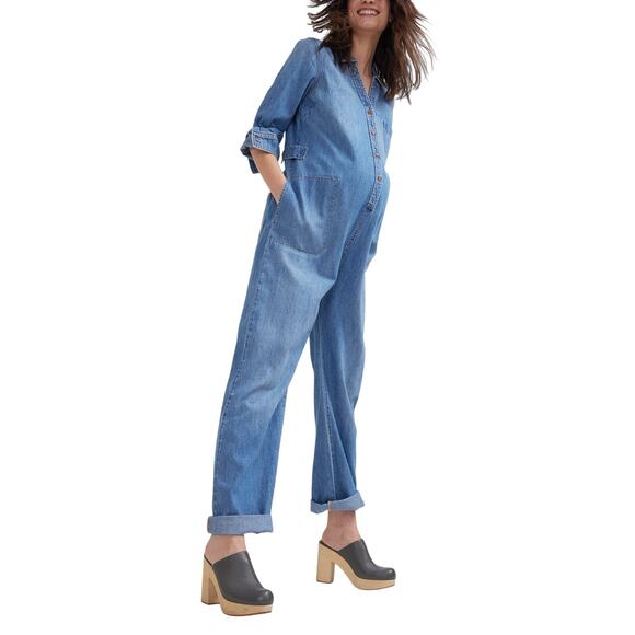 Hatch 'The Everyday' Blue Cotton Nursing Denim Jumpsuit Size 1 - Picture 1 of 5